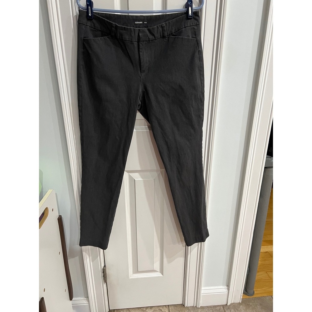 Old Navy Pixie Pants Womens 8 Charcoal Gray Mid Rise Slim Tapered Ankle Trousers